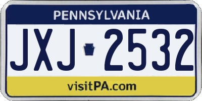 PA license plate JXJ2532