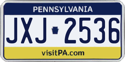 PA license plate JXJ2536