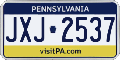 PA license plate JXJ2537