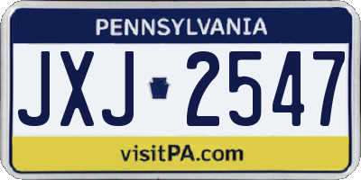 PA license plate JXJ2547