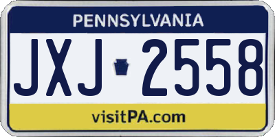 PA license plate JXJ2558