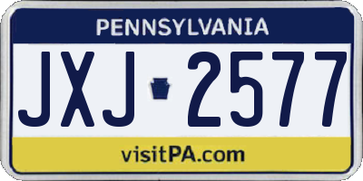 PA license plate JXJ2577