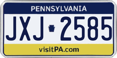PA license plate JXJ2585