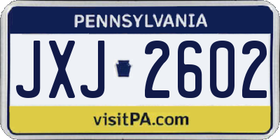 PA license plate JXJ2602
