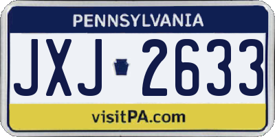 PA license plate JXJ2633