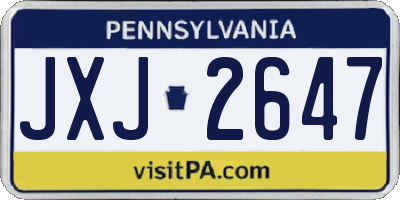 PA license plate JXJ2647