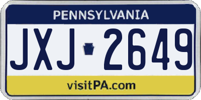 PA license plate JXJ2649