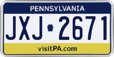 PA license plate JXJ2671