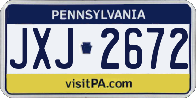 PA license plate JXJ2672