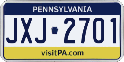 PA license plate JXJ2701