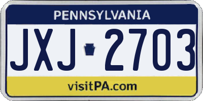 PA license plate JXJ2703