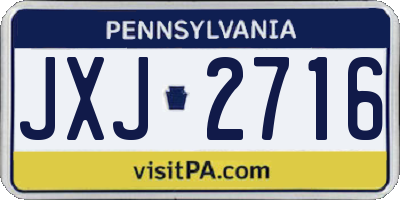 PA license plate JXJ2716