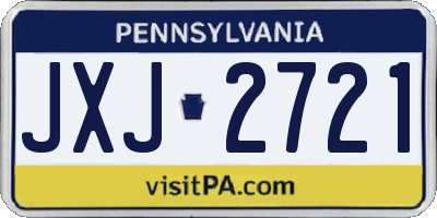 PA license plate JXJ2721