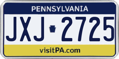 PA license plate JXJ2725