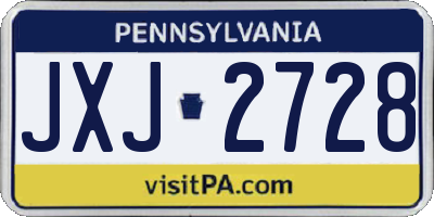PA license plate JXJ2728