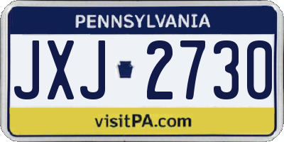 PA license plate JXJ2730