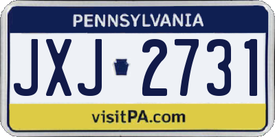 PA license plate JXJ2731