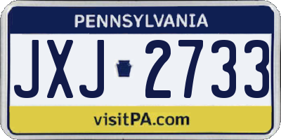 PA license plate JXJ2733