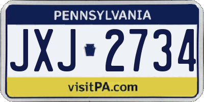 PA license plate JXJ2734