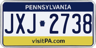 PA license plate JXJ2738