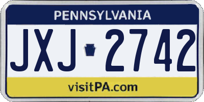 PA license plate JXJ2742