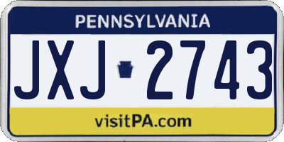 PA license plate JXJ2743