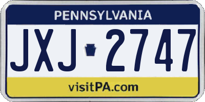 PA license plate JXJ2747