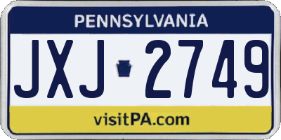 PA license plate JXJ2749