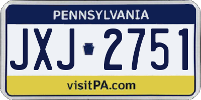 PA license plate JXJ2751