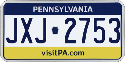 PA license plate JXJ2753