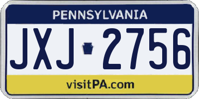 PA license plate JXJ2756