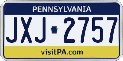 PA license plate JXJ2757