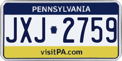 PA license plate JXJ2759