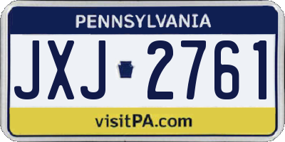 PA license plate JXJ2761