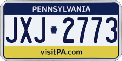 PA license plate JXJ2773