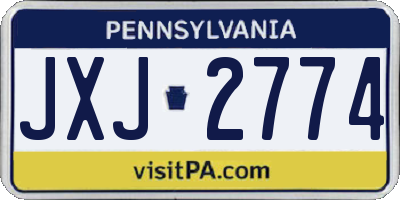 PA license plate JXJ2774