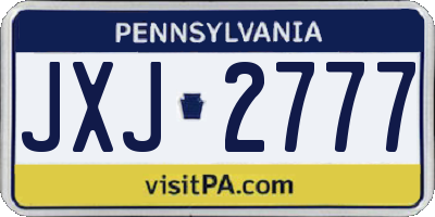 PA license plate JXJ2777