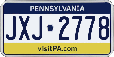 PA license plate JXJ2778