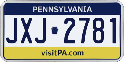 PA license plate JXJ2781