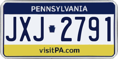 PA license plate JXJ2791