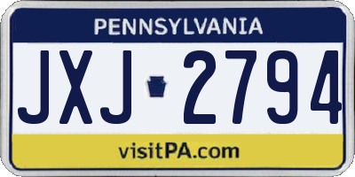 PA license plate JXJ2794
