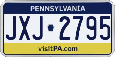 PA license plate JXJ2795