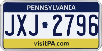 PA license plate JXJ2796