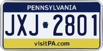 PA license plate JXJ2801
