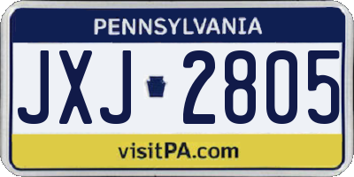 PA license plate JXJ2805