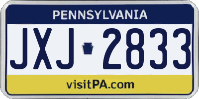 PA license plate JXJ2833