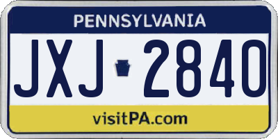 PA license plate JXJ2840