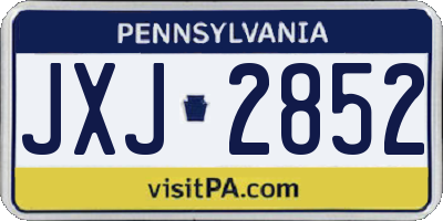 PA license plate JXJ2852