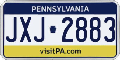 PA license plate JXJ2883