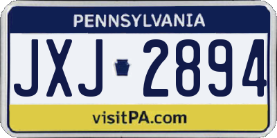 PA license plate JXJ2894
